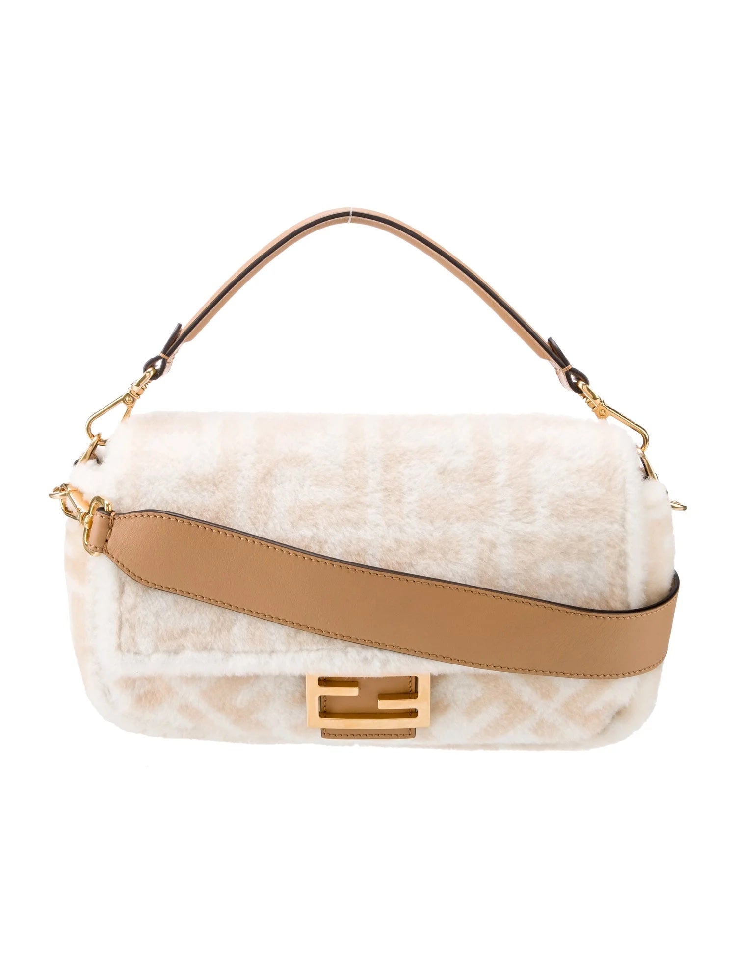 FENDI BAGUETTE NM ZUCCA MOYEN SAC EN MOUTON RETOURNÉ