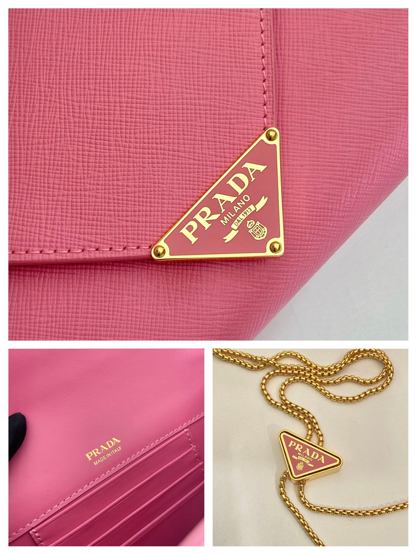 PRA Cross pattern envelope bag rose cuir 341153