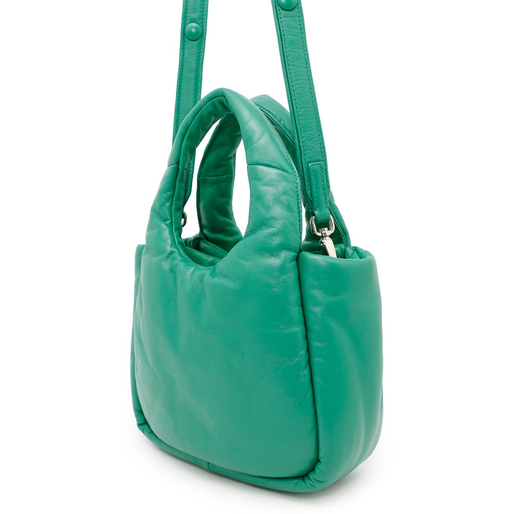 PRADA Mini sac à main 2-Way à logo Vert1BA359 Cuir Nappa souple