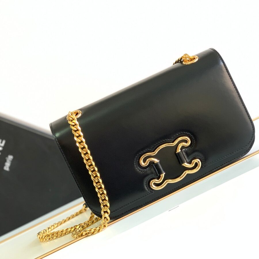 Celine Triomphe black bag – front view