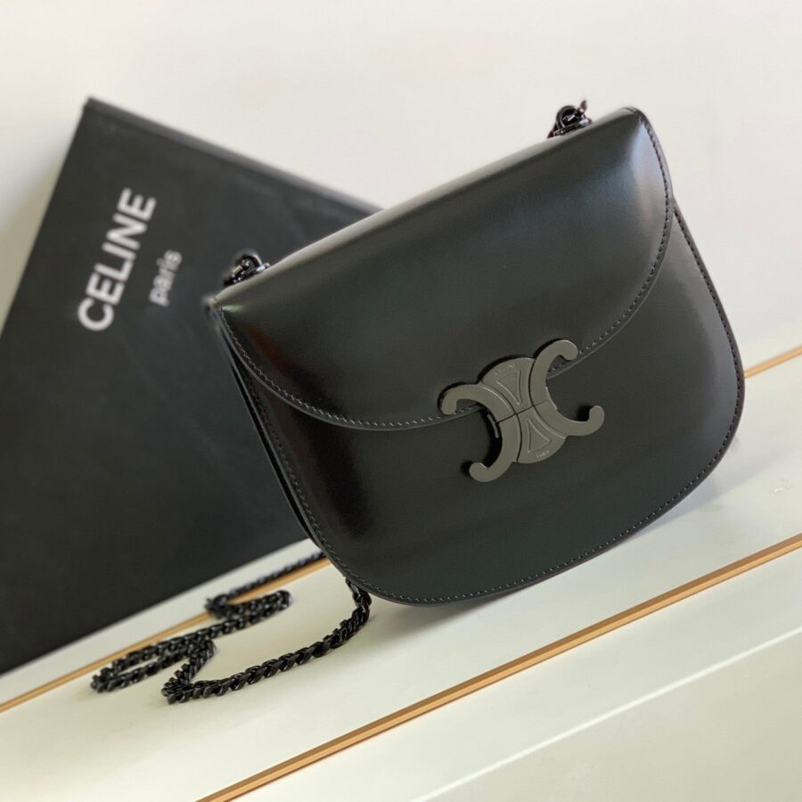 Celine Triomphe black bag – front view