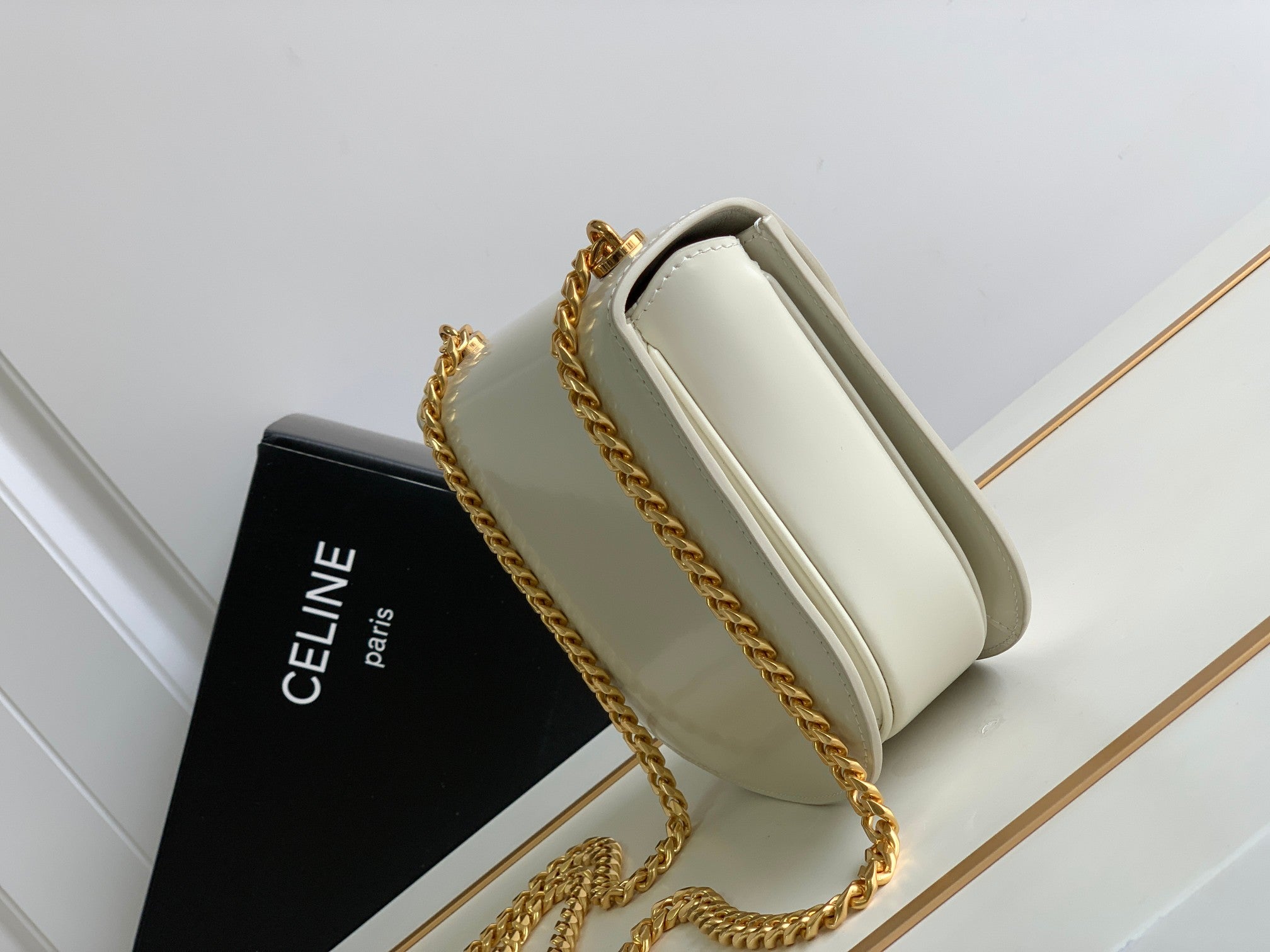 teen besace triomphe 18.5 blanc veau with chain