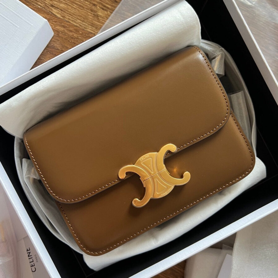 Celine Triomphe gold bag – front view