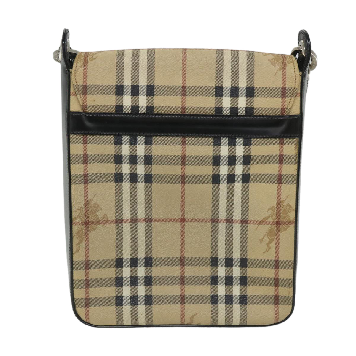 BURBERRYSs Nova Check Sac bandoulière PVC Cuir Beige Noir Auth 56484