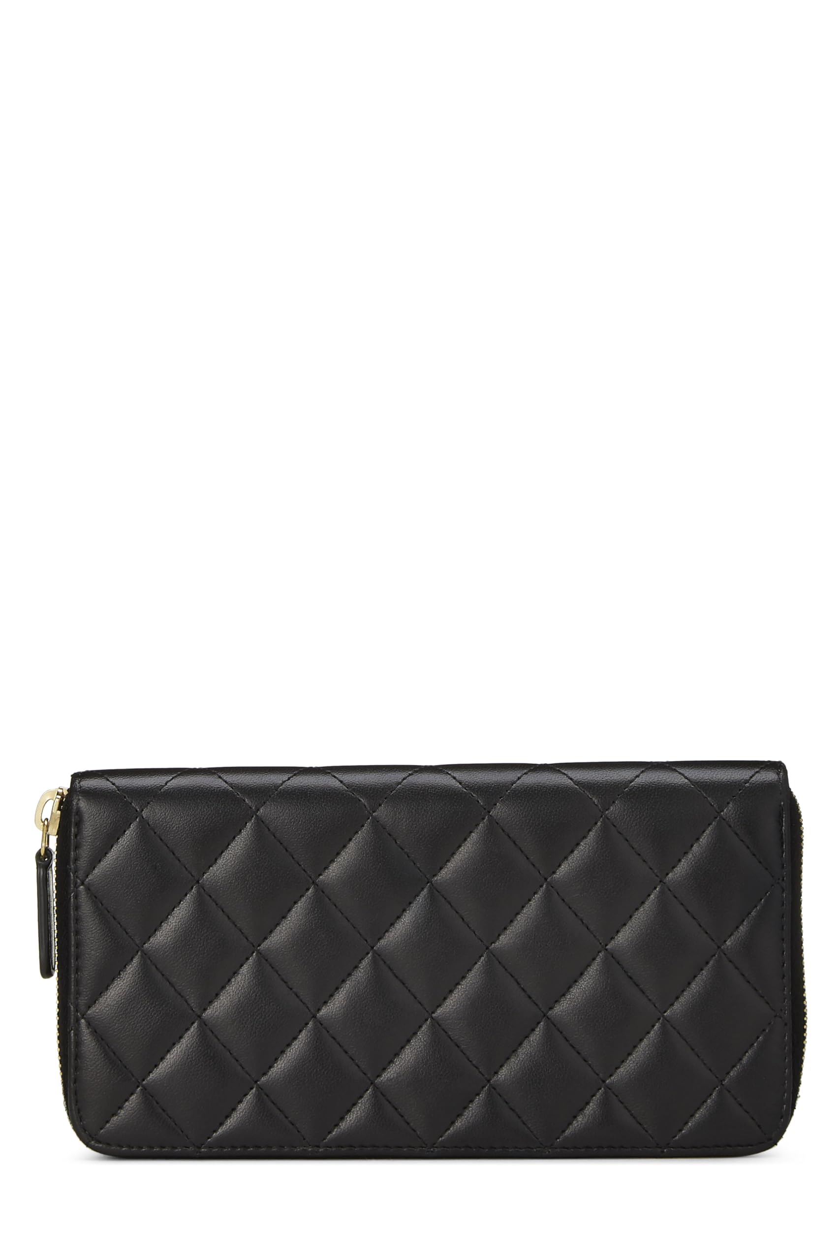 Chl, Noir Quilted Lambskin Classic Zip Portefeuille, Noir
