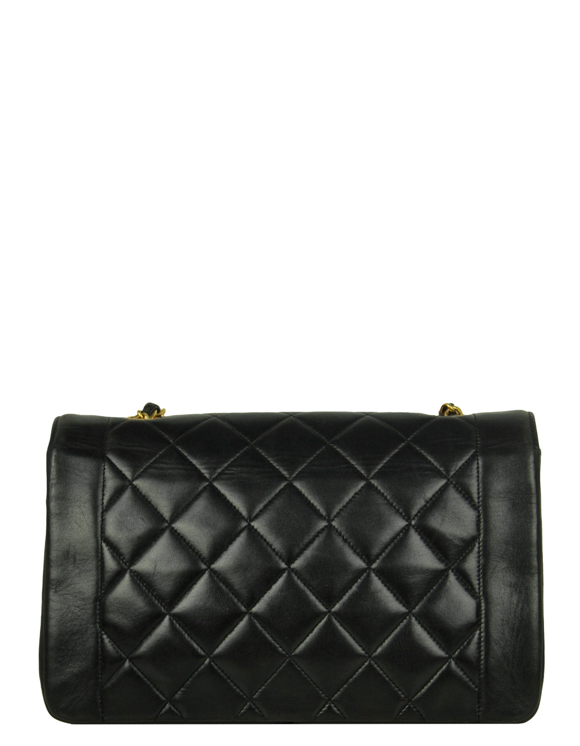 Chanel Sac à rabat simple Diana moyen matelassé en cuir d'agneau Noir Chanel