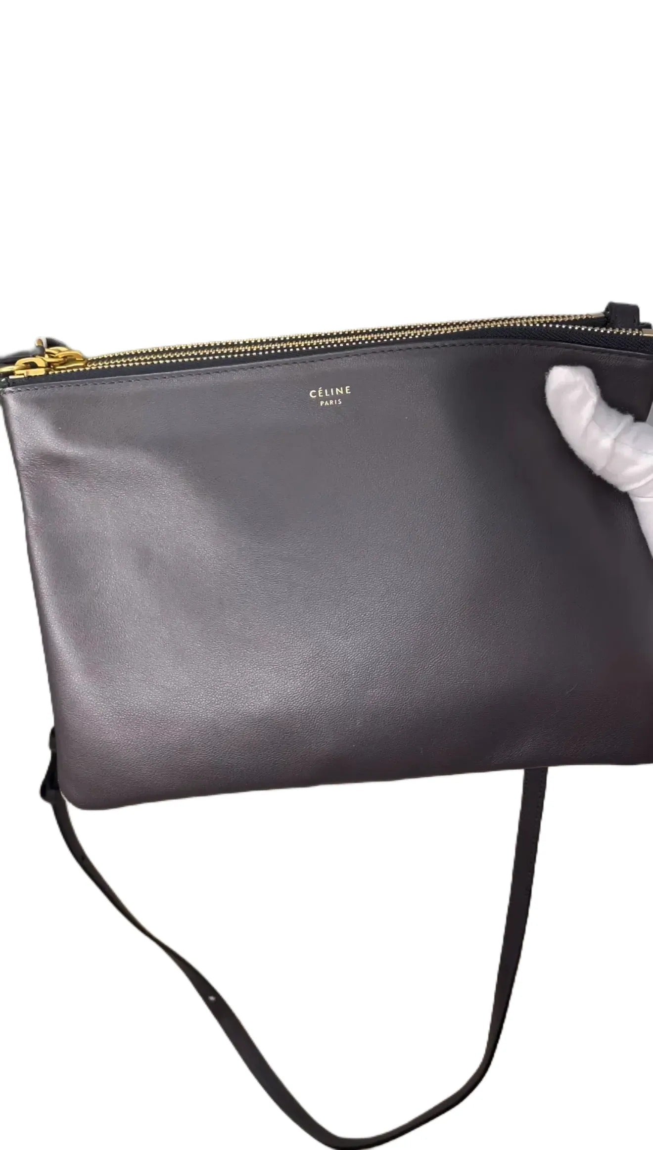 Trio cuir sac bandoulière Celine Marine TT 0039