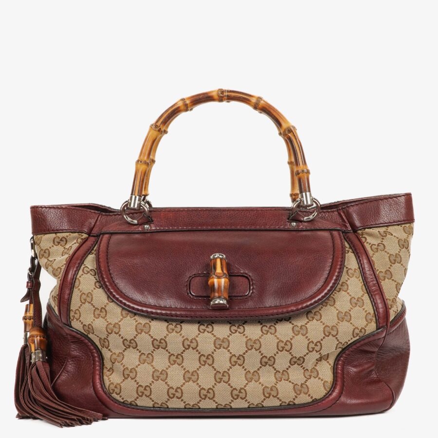 Gucci Bamboo burgundy bag – front view