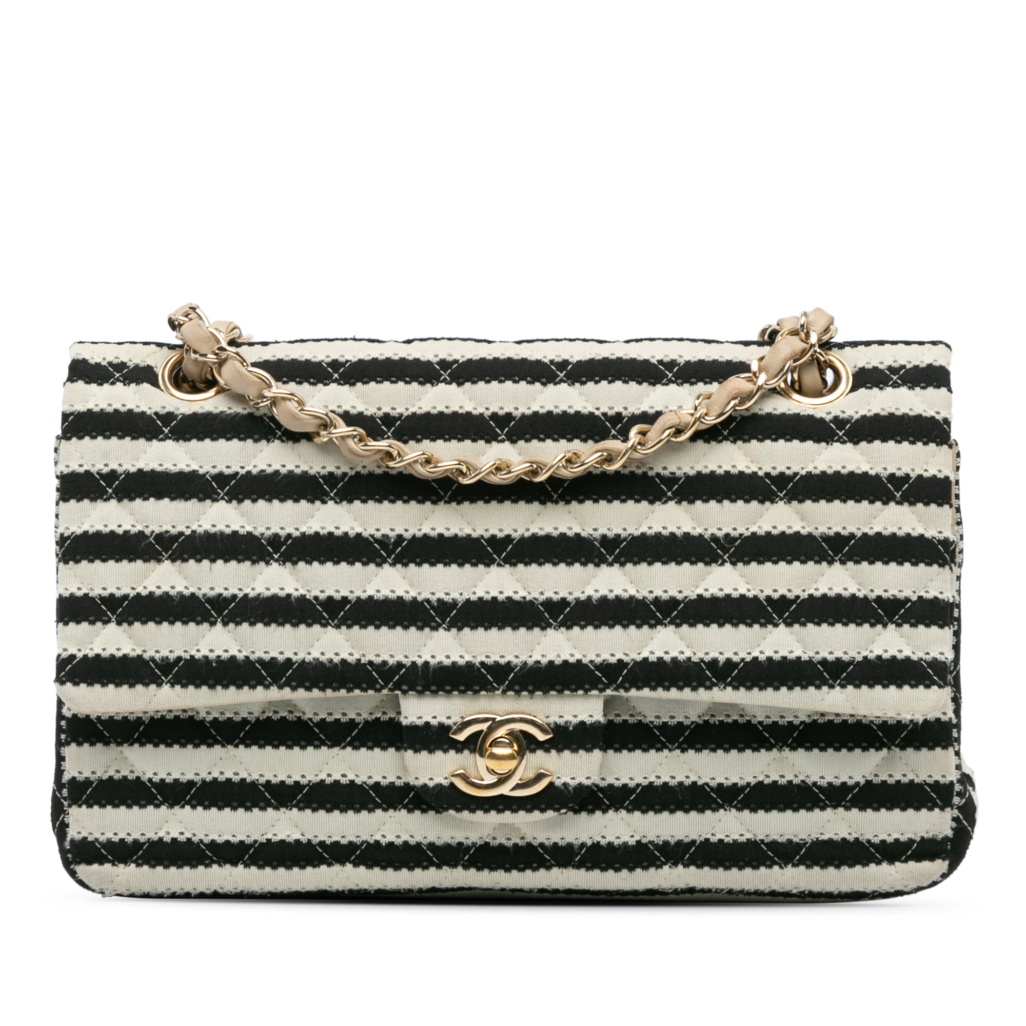 Sac bandoulière double rabat Chanel moyen classique jersey Coco Sailor Noir