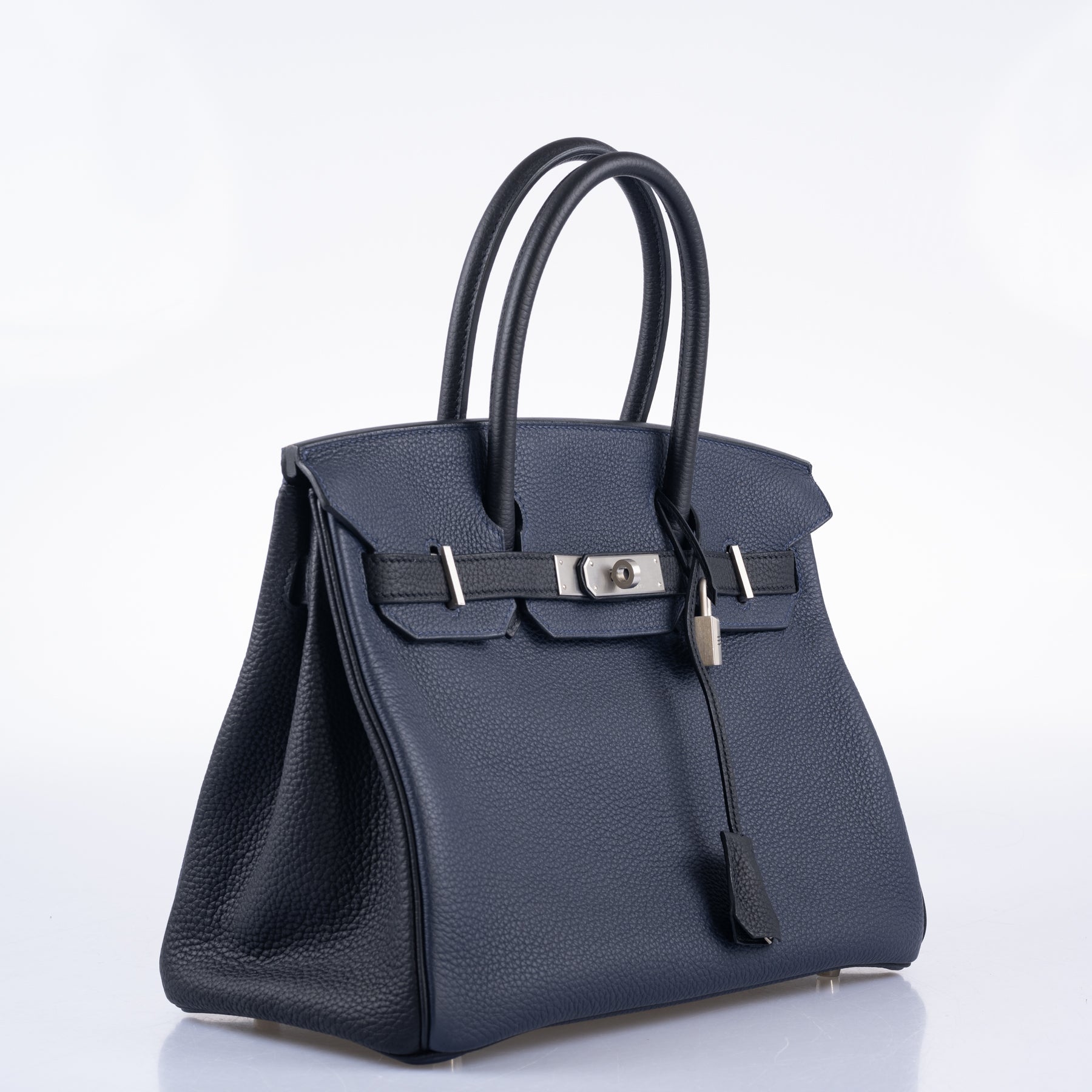 HermesHSS Birkin 30 Blue Nuit & Black Togo Brushed Quincaillerie palladium