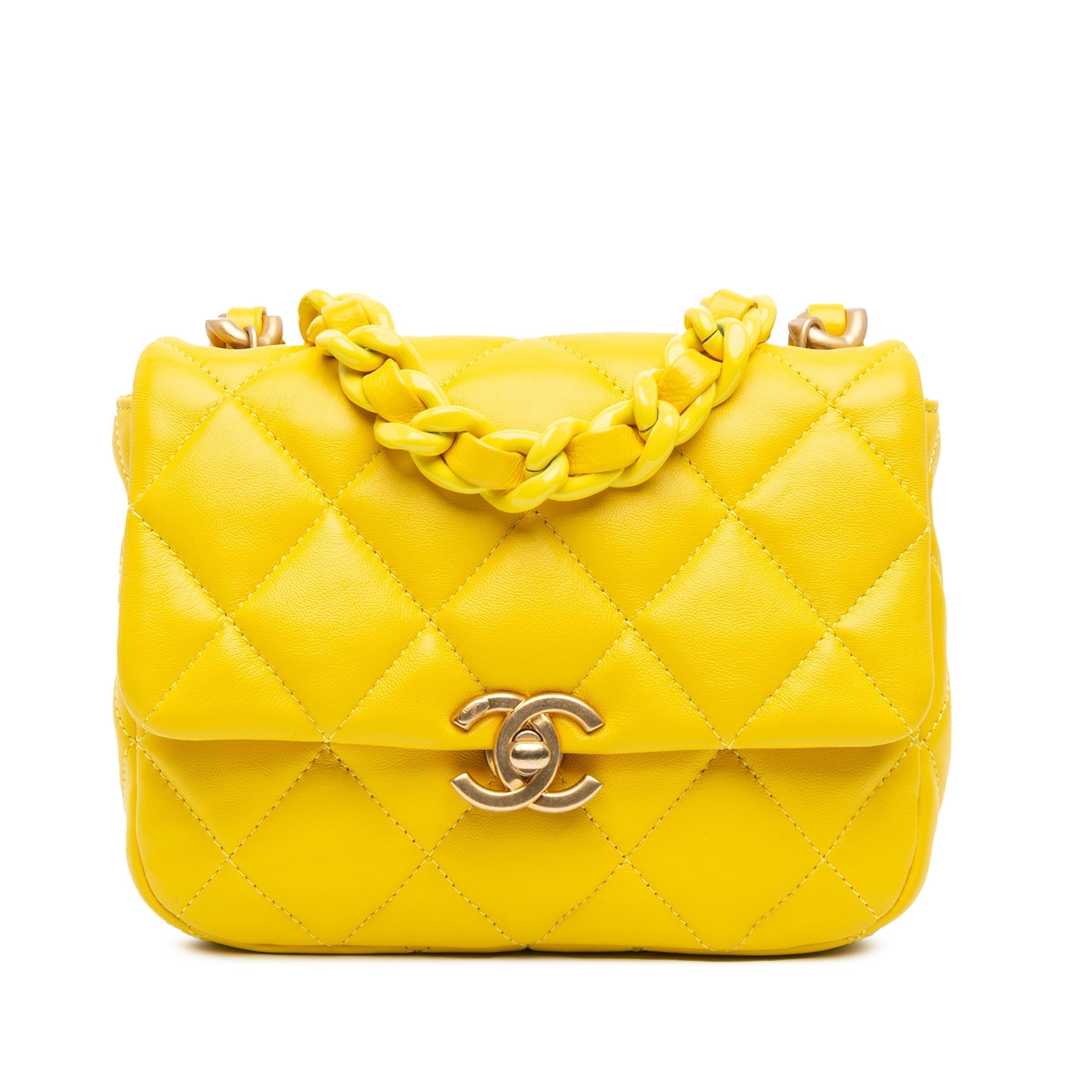 Sac bandoulière Chanel Mini Quilted Lambskin Candy Chain Jaune