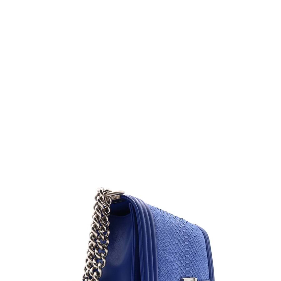 Python Old Medium Boy Flap Bag Marine Blue | Studio Nafay