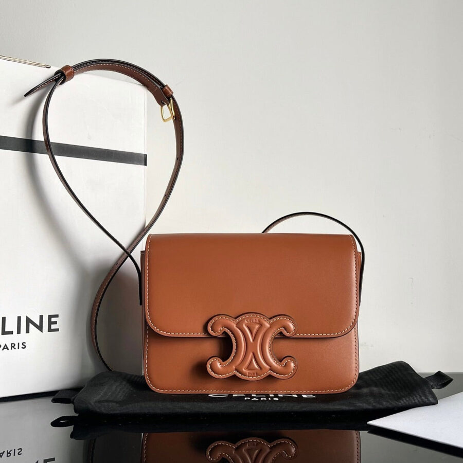 Celine Triomphe gold bag – front view