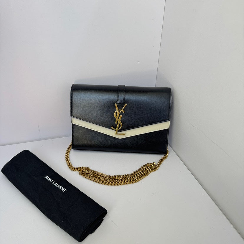 Saint Laurent MONOGRAMME Envelope Crossbody Bag Black and White | Studio Nafay