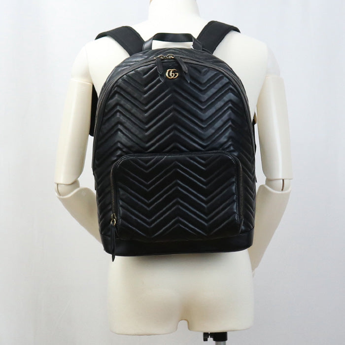 Sac à dos Gucci 523405 1000 GG Marmont Cuir Noir Unisexe